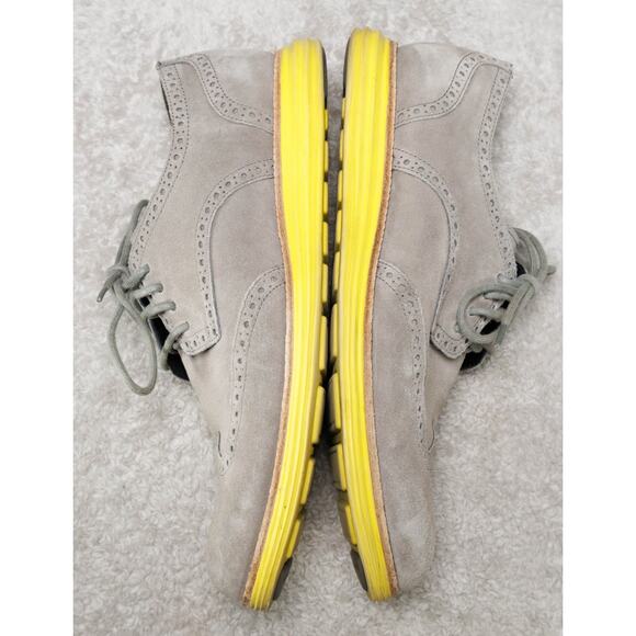 Cole Haan Lunargrand Gray Suede Yellow Sole Wingtip Shoes Mens Size 11 main image 11